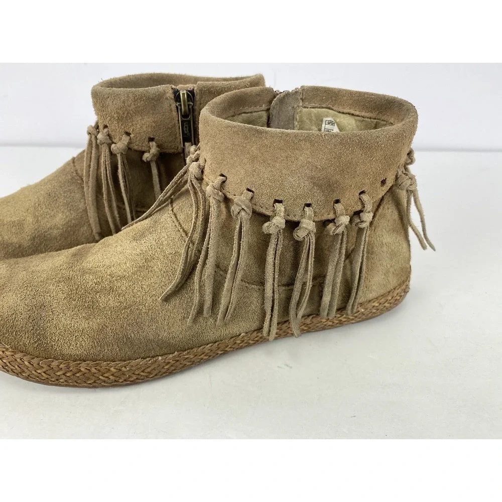UGG Australia Ankle Boots  Size 6 Booties Shenendoah‎ Beige Fringes